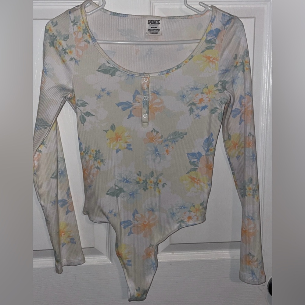 Victoria's Secret Floral Bodysuit - Cream and Multicolor